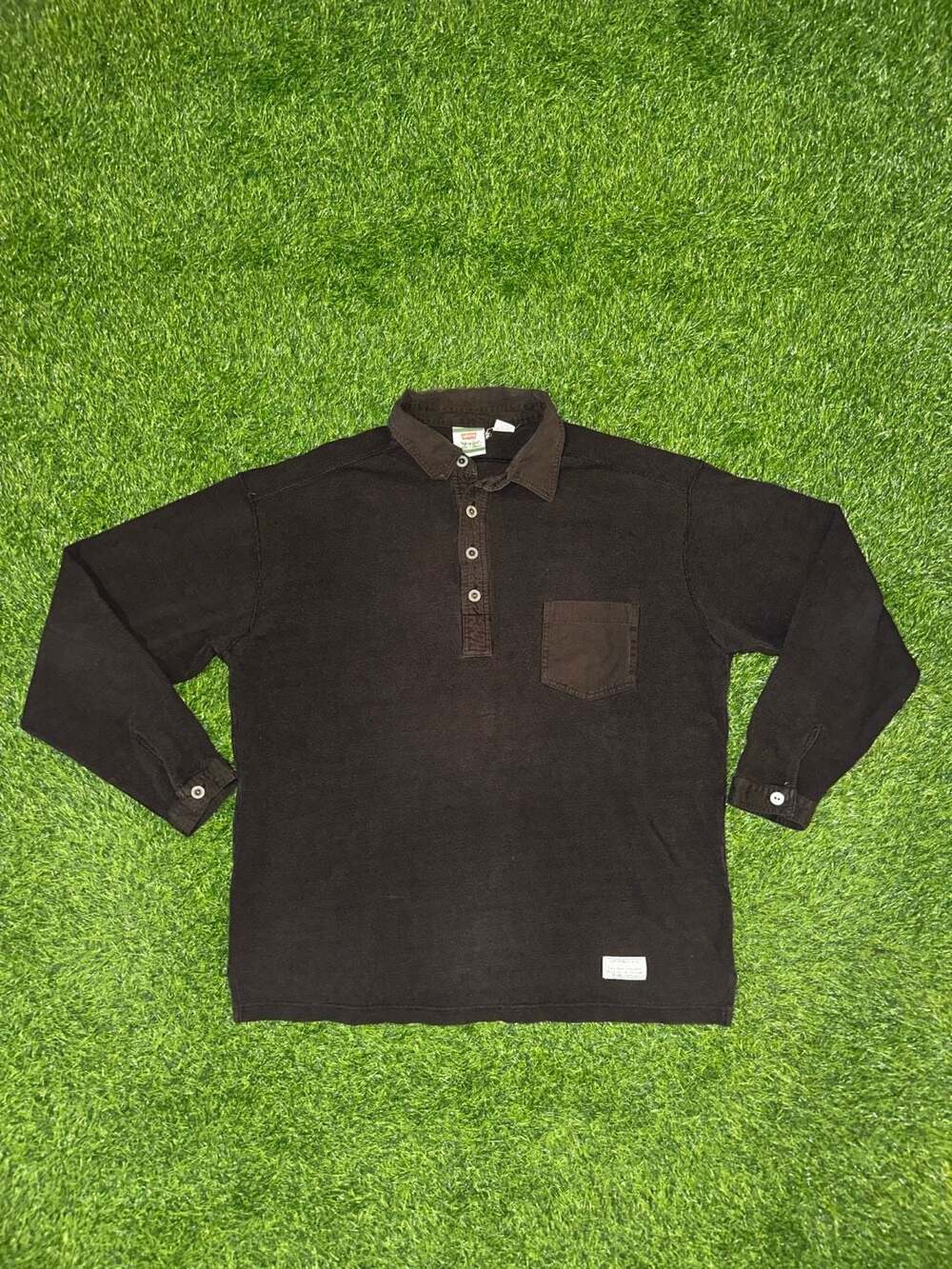 Levi's Long Sleeve Polo Shirt XL Brown Cotton